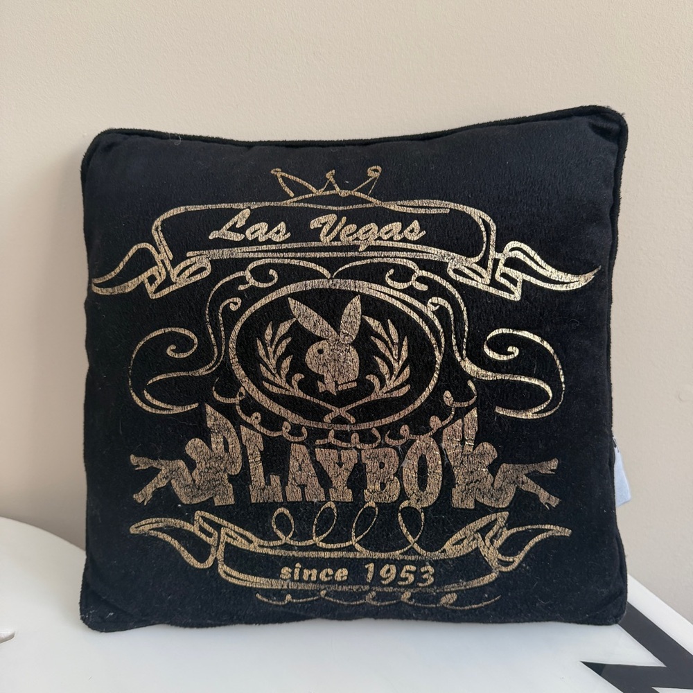 Playboy Y2K decorative gold pillow